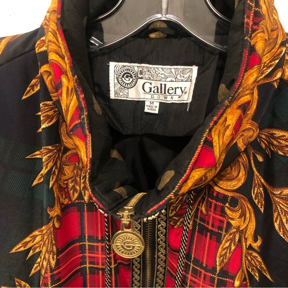 Vintage 80s 90s Gallery Printed Royal Down Puffer jacket- Mens size Medium - Picture 2 of 8